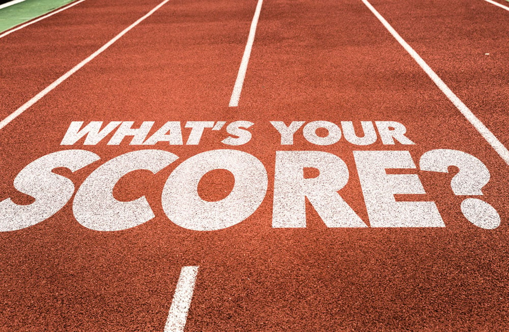 Whats-your-score on a track, property management website grade concept. 