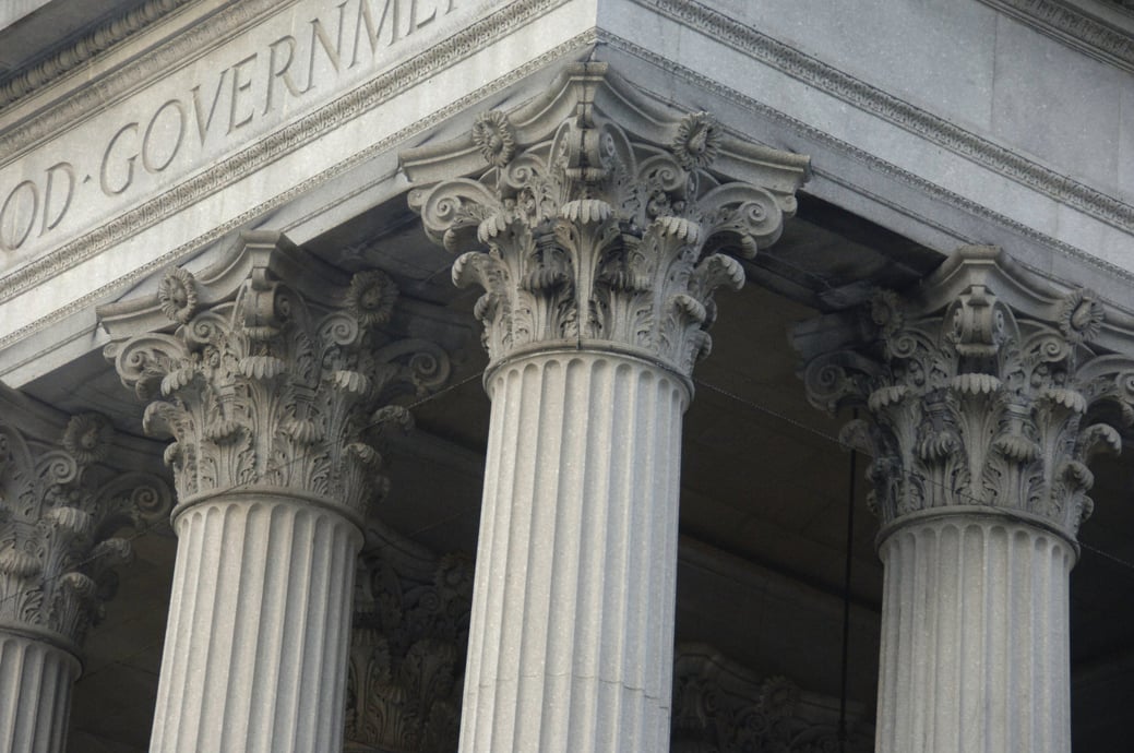 Corinthian columns on a government building