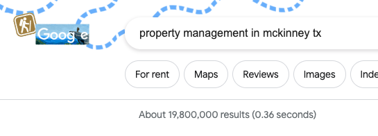 Keyword research tools searching for property management in McKinney Tx