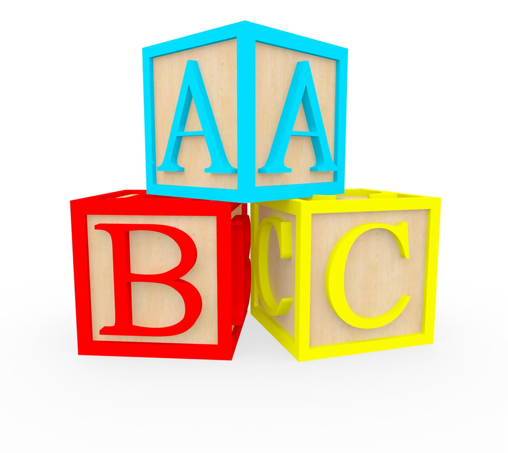 3D ABC cubes - isolated over a white background