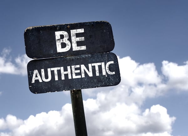 Be Authentic sign with clouds and sky background