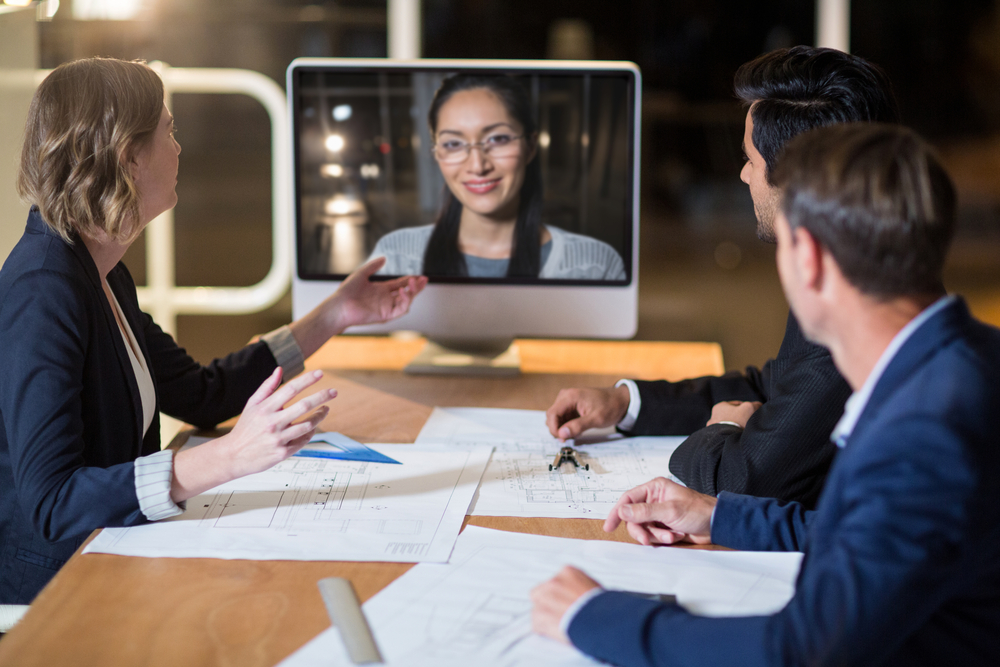 Business team having video conference in the conference room