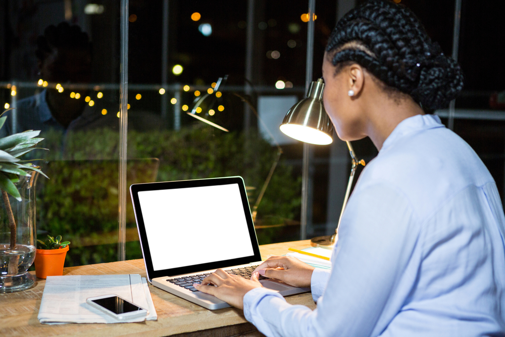 Businesswoman working on laptop in the office