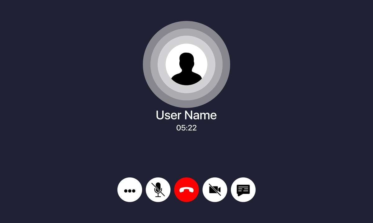 Buttons hang up, turn off the microphone, turn off the camera, write a message, volume, more