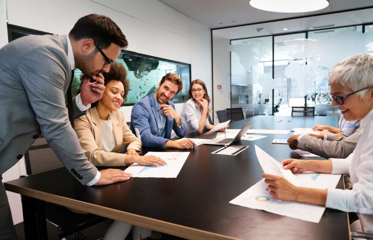 Creative business people working on business project in office