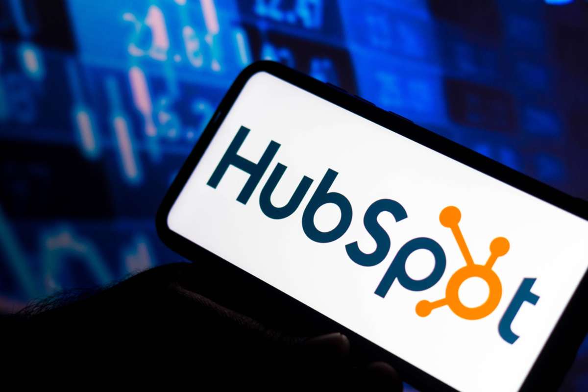 In this photo illustration the HubSpot logo seen displayed on a smartphone