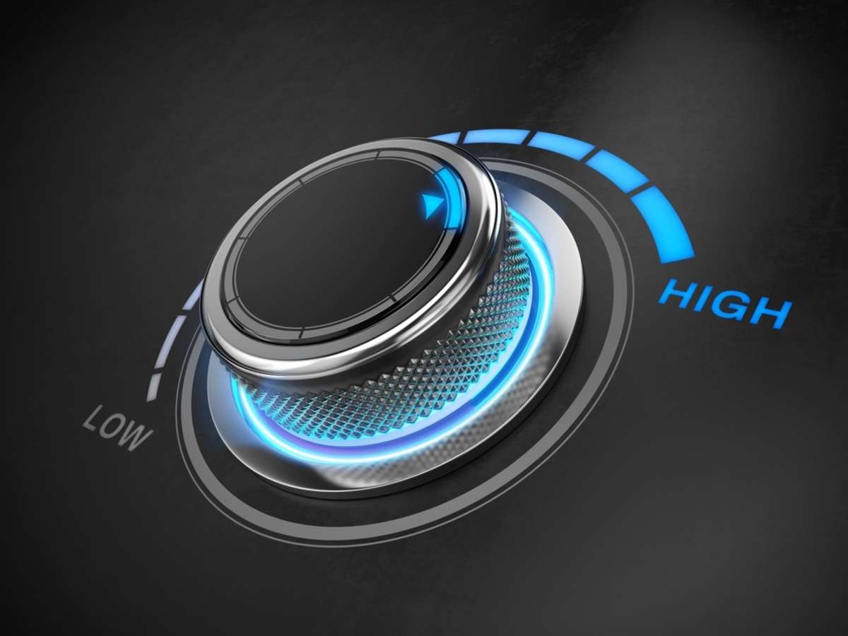 Knob turned to high position
