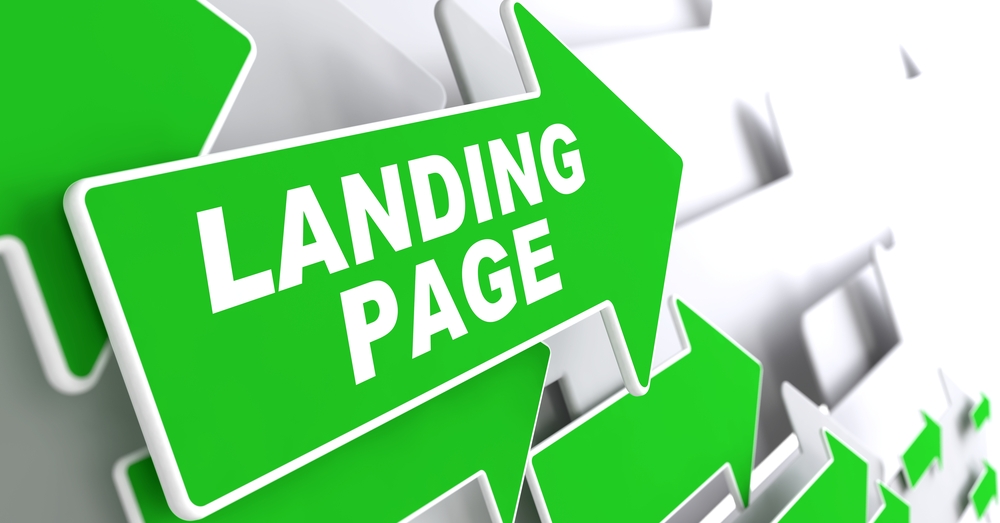 Landing Page on a green arrow, better website lead generation and conversion concept. 
