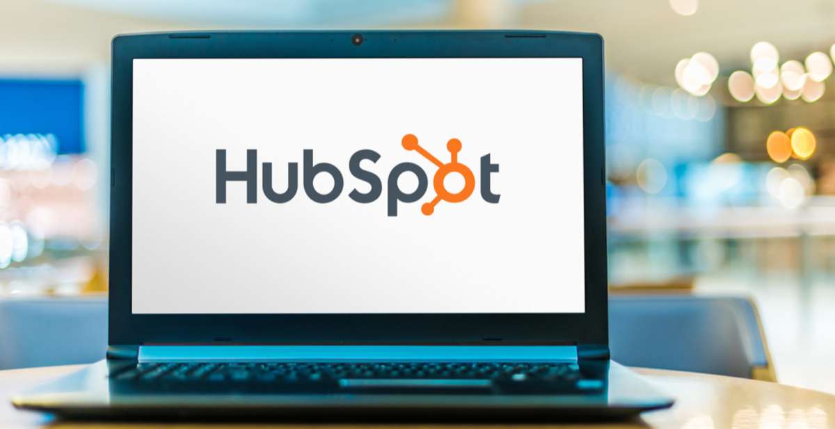 Laptop computer displaying logo of HubSpot-Feb-08-2023-08-41-46-4783-PM