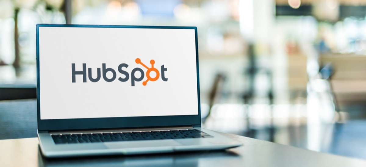 Laptop computer displaying logo of HubSpot-Jan-02-2023-07-33-32-8618-PM