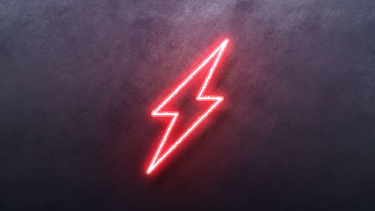 Neon bolt lighting neon sign with power effect animation seamless