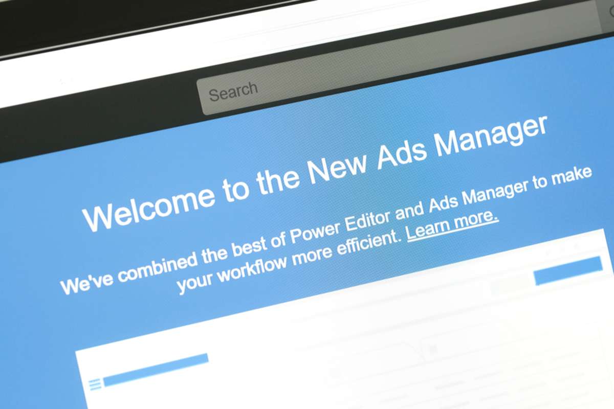 New Ads Manager message of the Facebook website
