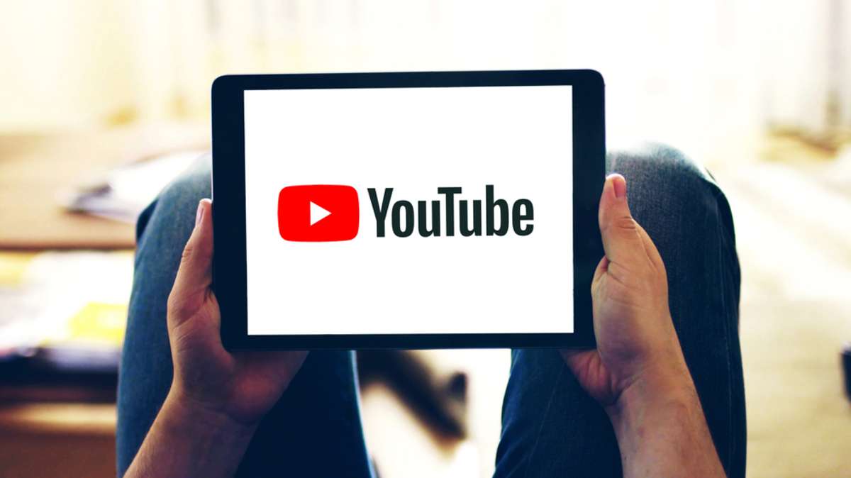 Youtube app logo on the tablet screen