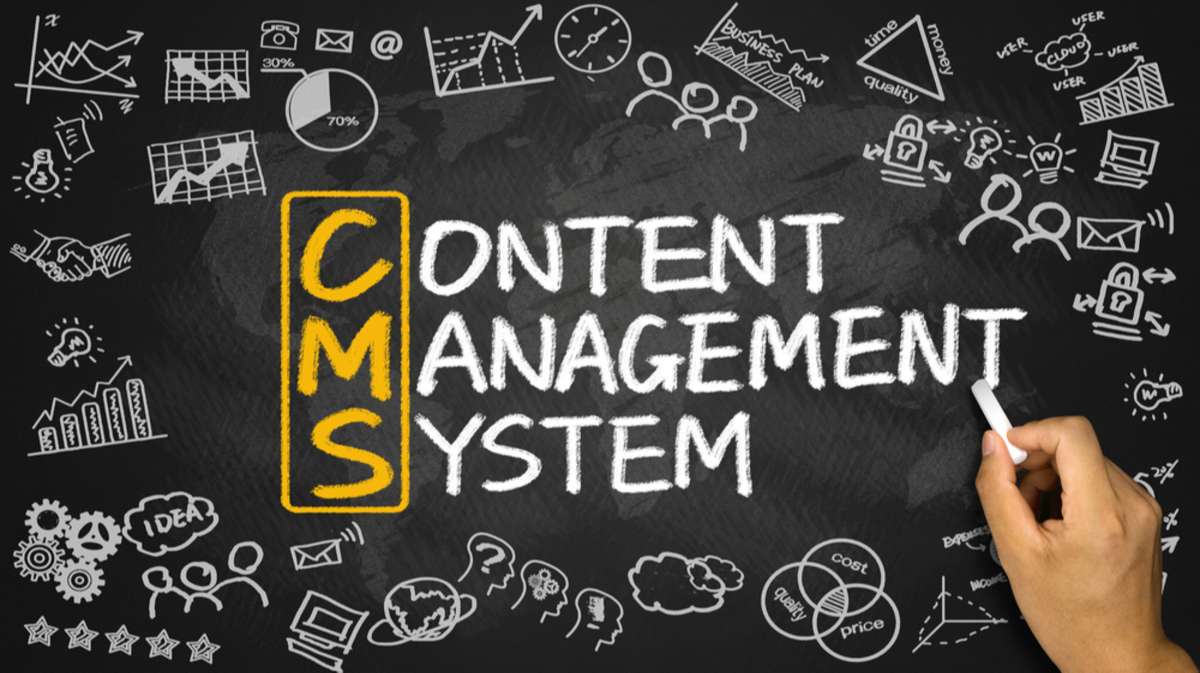 content management system concept handwritten on blackboard